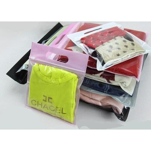 50pcs/lot all sizes+hand loop-6colors Nonwoven ziplock Gift Travel transparent handbag clothes packaging bags