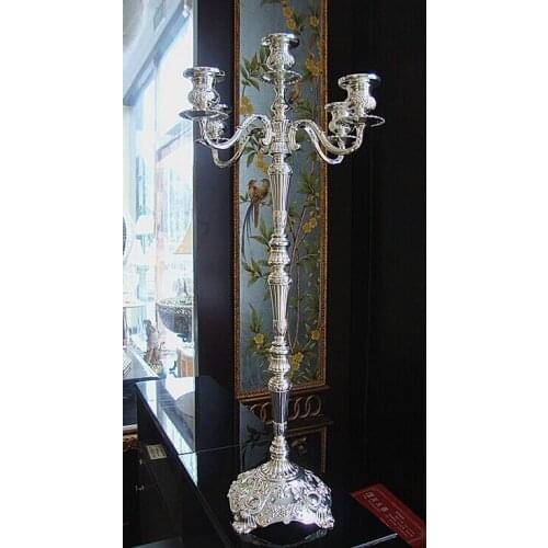 6pcs/lot 5 arm candlestick alloy plating ancient bronze candlesticks Silver plated wedding Home decoration ground candlestick