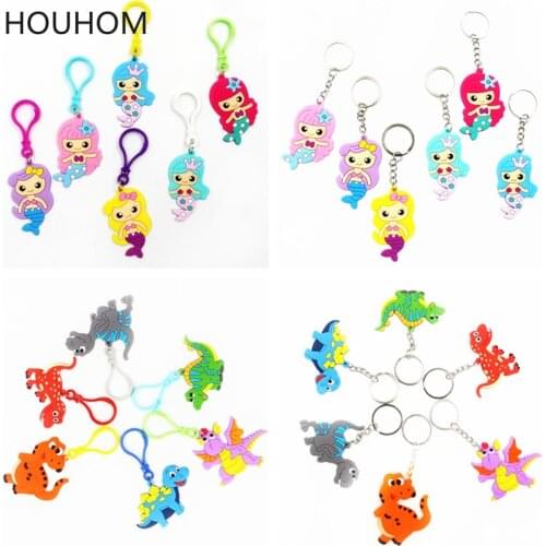 6pcs/lot Flamingo Unicorn Party Rubber Keychain Mermaid Party Baby Shower Birthday Party Decorations Kids Jungle Party Favors