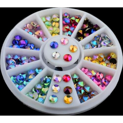 AB Glitter Mixed Colorful Acrylic Chameleon Stone Nail Rhinestone Manicure 3D Nail Art Decoration In Wheel Accessories CZP-0456