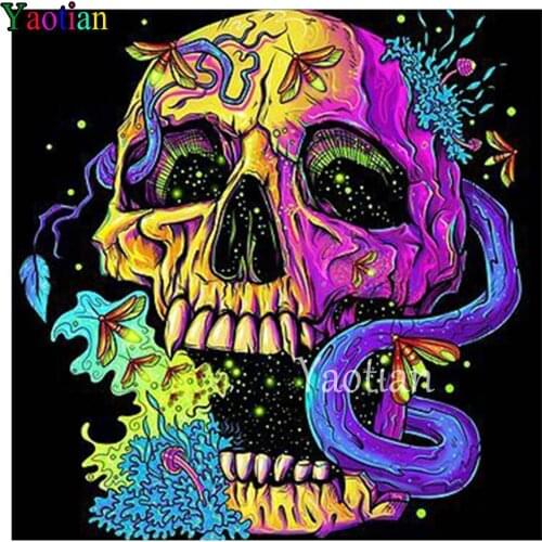 5d Diy Diamond Painting Horror Color Skull Picture Of Rhinestone Cross Stitch Kit Diamond Embroidery Mosaic Handmade Art