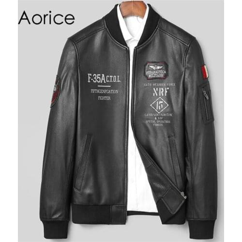 Aorice Men Genuine Sheep Skin Leather Jacket Coat Male Brand New Real Casual Leather & Suede Suit Jackets Coats MT165