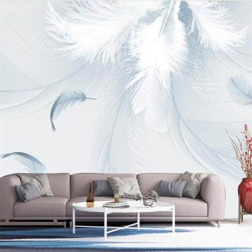 Beibehang Customized large mural 3d wallpaper HD feather Nordic style background bedroom living room background wallpaper