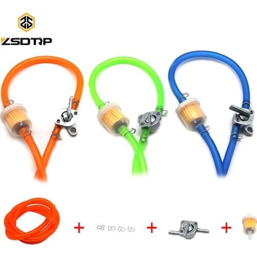 ZSDTRP 6mm Petrol Fuel Tap Valves On/Off Switch + Oil tube+Oil filter Inline Petcock Pit Dirt Quad Bike Motorcycle ATV Scooter