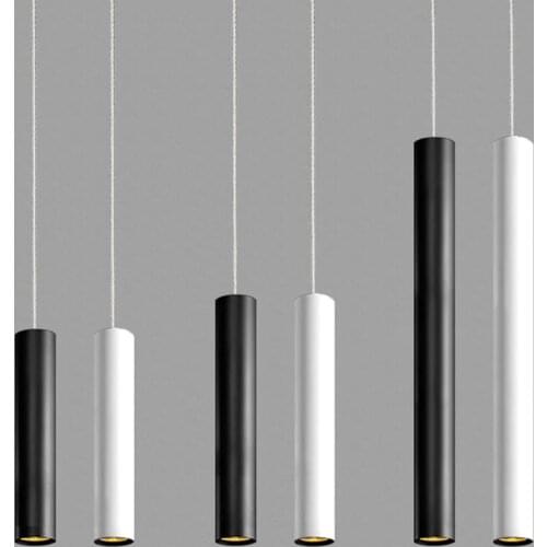 Led Pendant Lamp Long Tube lamp Kitchen Island Dining Room Shop Bar Decoration Cylinder Pipe Hanging Light Kitchen Lamp Black