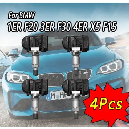 4Pcs Car Tire Pressure Sensor New 6855539 433MHz For BMW 1ER F20 3ER F30 4ER X5 F15 TPMS Tire Pressure System Car Accessories