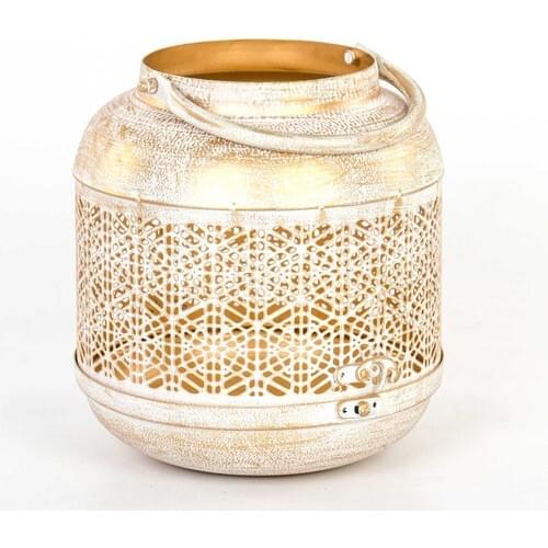Evistro Decorative Metal Candle Holder Lantern 19CM x 22CM Ivory Color
