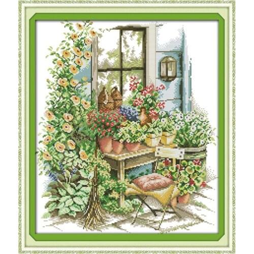 Everlasting Love Spring Garden (2) Chinese Cross Stitch Kits Ecological Cotton Stamped 11 14CT DIY New Year Decorations For Home