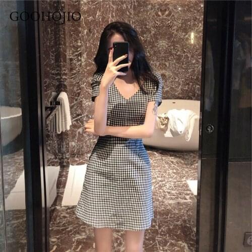 Модные платья в клетку GOOHOJIO China At AliExpress