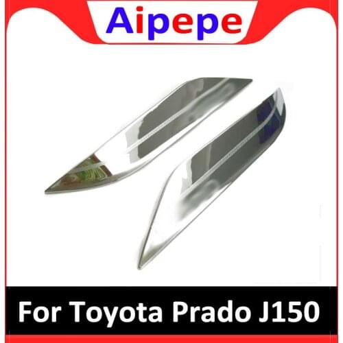2 PCS DIY car style New ABS Chrome under headlight eyebrow light strip cover case Stickers for Toyota Prado 2010-16