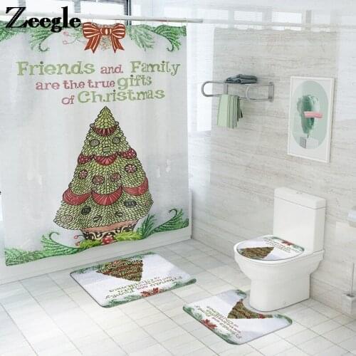Home Decor Bath Mat and Waterproof Shower Curtain Set Absorbent Toilet Seat Cover Mat Anti-slip Floor Pad Bathroom Carpet Rug