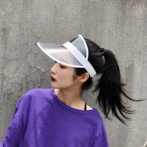 Anti-UV Summer Women Men Sports Sun Hat Color Transparent Empty Top Plastic PVC Sunscreen Hat Visor Caps Bicycle Sunshade Hat