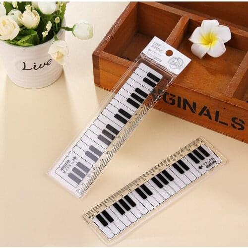 1 Pc Cute 15cm Black White Musical Notes Piano Transparent Plastic Straight Rulers Drawing Measuring Ruler Student Stationery