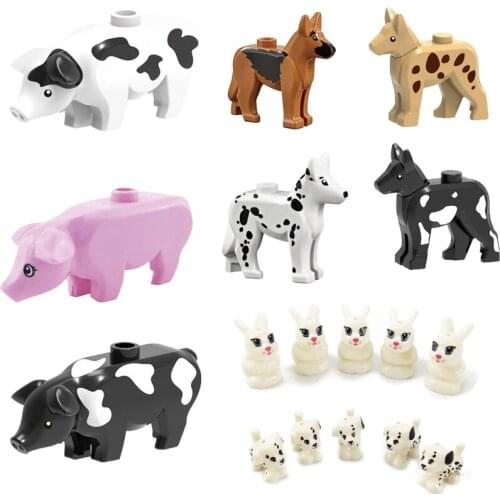 Animal Small Pig Dog Rabbit Model Suitable for Children to Cultivate Interest Educational Building Blocks Animal