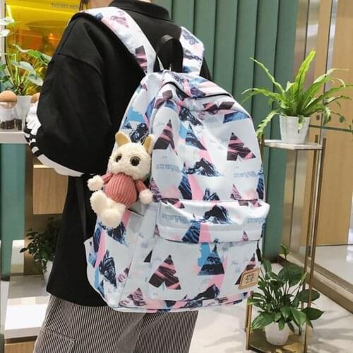 Trendy Women backpack Fashion Geometry Printing students School bag Female large capacity Kawaii Laptop backpack travel Mochilas