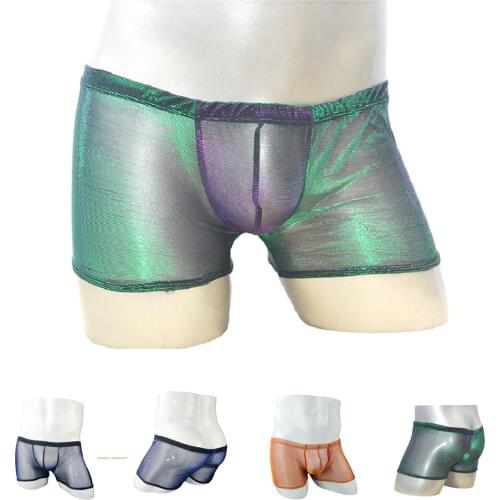 Low-Waist Men Sexy Underwear Boxer Transparent Gauze Colorful Trunk ZJH0830