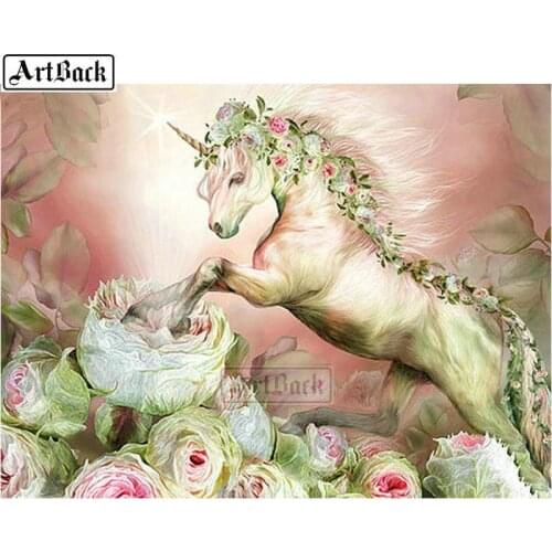 5d diy diamond painting unicorn flower kit full square drill 3d diamond embroidery diamond mosaic artwork gift SE141