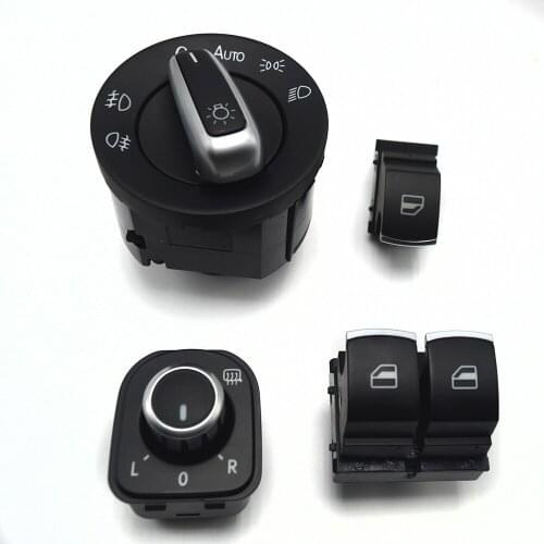 Chrome headlight Fog Lamp Mirror Window Control Switch Knob Button For Volkswagen VW Passat B6 Eos Golf 5 6 R32 GTI mk5 mk6 SET