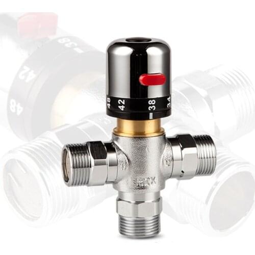 Newly Brass 1/2 3/4 Ceramic Standard Thermostatic Mixing Valve Temperature Control Valve For Solar Water Heater Valve Parts