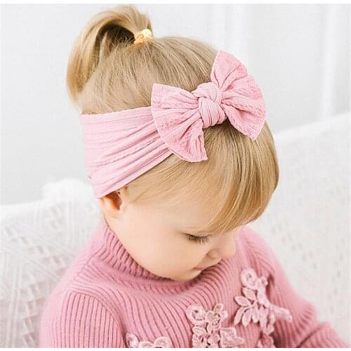 New Cute Baby Girl Kid Big Bow Hairband Headband Solid Cotton Stretch Turban Knot Head Wrap Headwear Girls Tassels Headband