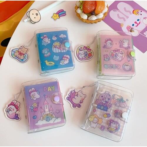 Cute 3-Ring Binder Cover Notebooks Mini Clear Transparent PVC Cover Protector Notebook Loose Leaf Folder DIY Journal Notebook