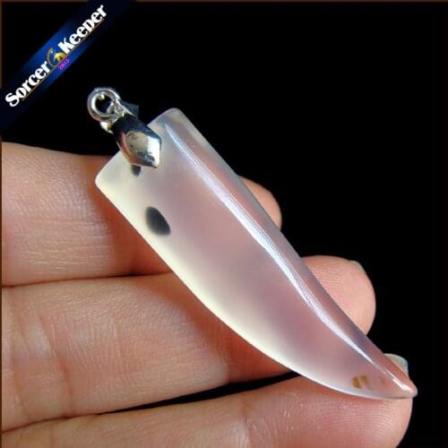 Hand carved Agates Tooth Women Man Necklace Pendant Natural Moss Agates Stone Ivory Crystals Beads for Jewelry Making MS488