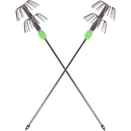 Saltwater Glowing Jig Fishing Tackle 15cm Stainless Steel Double Layers Umbrella Squid Hook Cuttlefish Lure Bait Hook