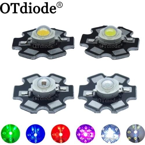 10pcs 1W 3W High Power LED Beads Full Spectrum White Warm white Green Blue Deep Red 660nm Royal blue With 20mm Black Star PCB