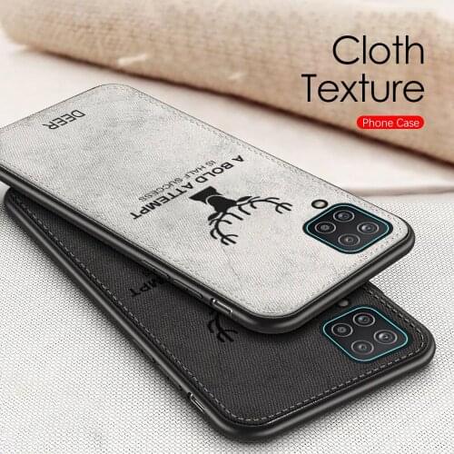 Deer Cloth Texture Case For Samsung A12 A 12 A125F/DS Built-in Soft TPU Bumper Shockproof Back Cover Coques for samsung a12 6.5