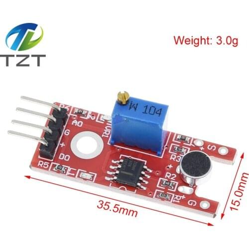 TZT Microphone Voice Sound Sensor Module For Arduino Analog Digital Output Sensors KY-038 For arduino