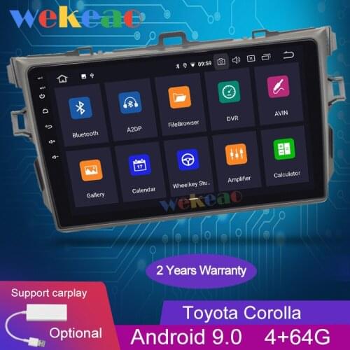 Wekeao Touch Screen 9'' Android 9.0 Car Radio Automotivo Car Dvd Player For Toyota Corolla Android Auto GPS Navigation 2006-2011