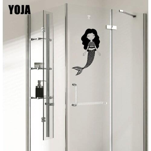 YOJA 27x17CM Childrens Room Decoration Wall Stickers Cute Mermaid Bathroom Glass Decal G2-0250