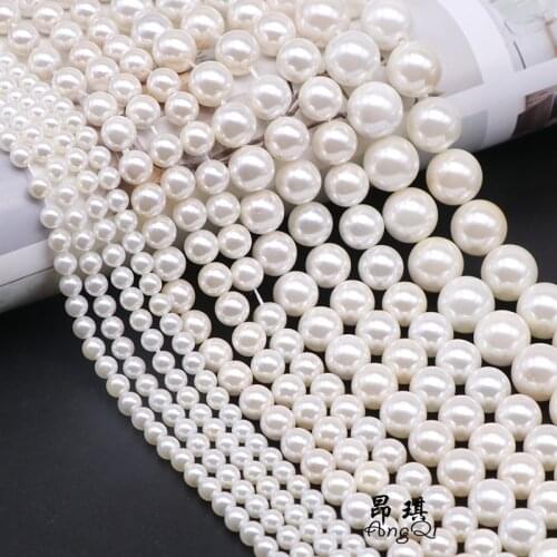 Natural White Shell Pearl Round Loose Beads 2 3 4 5 6 8 10 12mm Pick Size Pearl Beads For Jewelry Making DIY Charm Necklaces