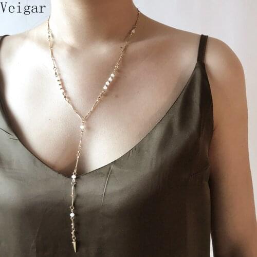 Cone Pendant Long Tassel Necklace Gold Silver Color Beaded Necklaces for Women 2018 Fashion Jewelry Kettingen Voor Vrouwen