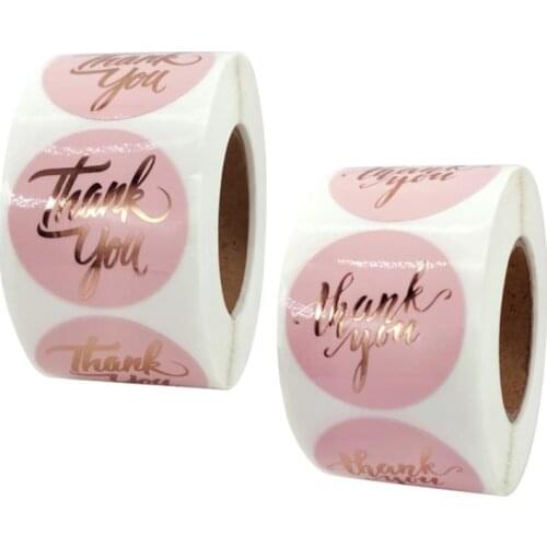 1.5IN Rose Gold Thank You Sticker Labels Sealing Water Pink Paper Stickers Stationery Supply Decoration Scrapbooking 50PCS
