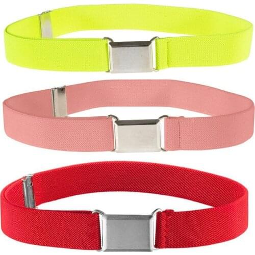 1pcs Black Pink Blue Gray Yellow Solid Color Adjustable Boy and Girl Student Belt with Metal Snap Useful Prevent Pants Falling