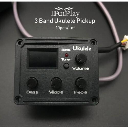 10Pcs 3 Band Electronic Ukulele Preamp Pickup UK Hawaii Mini Guitar EQ Equalize Piezo Pickup with Tuner LCD Pikup Guitar Parts