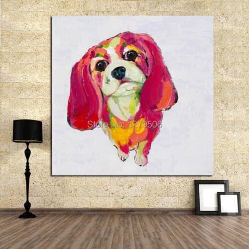 100%Handpainted Abstract Oil Painting Wall Art on Canvas for Home Decoration 1pc Beautiful Male Dog As The Best Gift