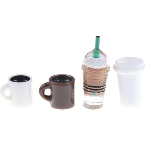 4Pcs/set Mini World Kitchen Room Food Drink Cup Miniature For Barbie DIY Doll house Coffee Cup girl best gift