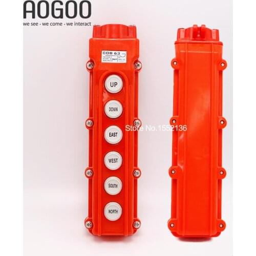 6 Buttons COB-63 COB 63 Silver Contact Hoist Crane Pendant Pushbutton Switch Waterproof Rainproof Type Crane Control Station