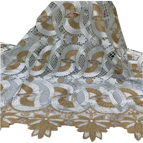 African Guipure Lace Fabric 2021 High Quality Lace Nigeria Water Soluble Cord Lace Fabric for Wedding Party Sewing NLY-160