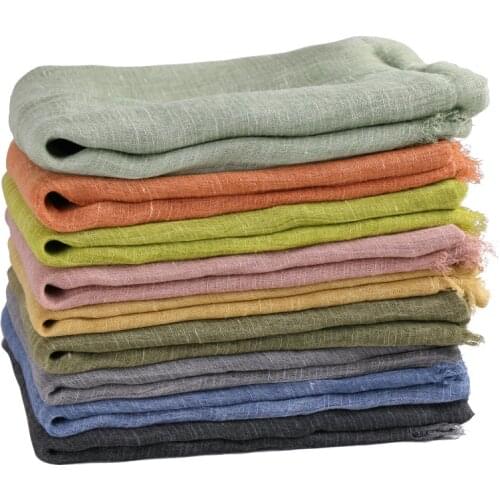 Big size Linen scarf plain tassle shawls spring thin scarves solid color muslim hijab headscarf women wrap Arab turban