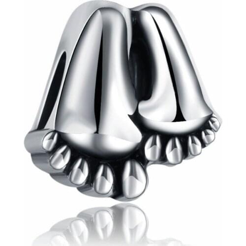 5PCS Rhodium Plated Zinc Alloy Cute Adult Baby Foot Feet Spacer Loose Beads Fit kids Handmake DIY Bracelet Jewelry Making