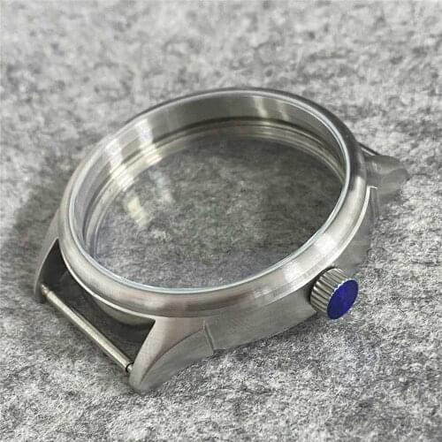 42MM Case for ETA 6497/6498 Stainless Steel Shell Frosted Transparent Bottom Watch Case for ST36 Manual Winding Movement