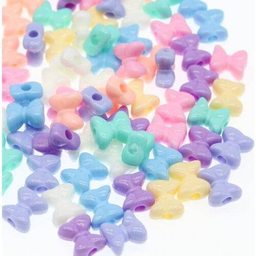 CHONGAI 50Pcs Candy Colors Acrylic Beads Bow Beads For Jewelry Making DIY Craft & Needlework Accessories 15mm
