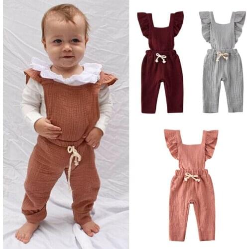 Infant Baby Girl Cotton Romper Jumpsuit Ruffle Outfits Summer Sleeveless Baby Girl Clothes Rompers