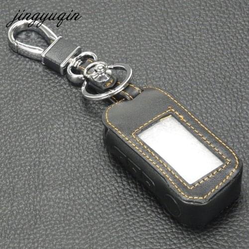 Jingyuqin A93 A63 A96 Two Way Car Alarm Leather key Cover for Russian Alarm Starline A93/A63 Keychain Case Remote Controller