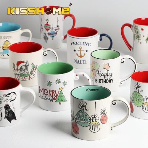 Ceramic Cup Christmas Gift Anti Scald Tea Cup Coffee Mug Thermal Insulation Breakfast Milk Cup Christmas Gift Mug Tea Milk Cup