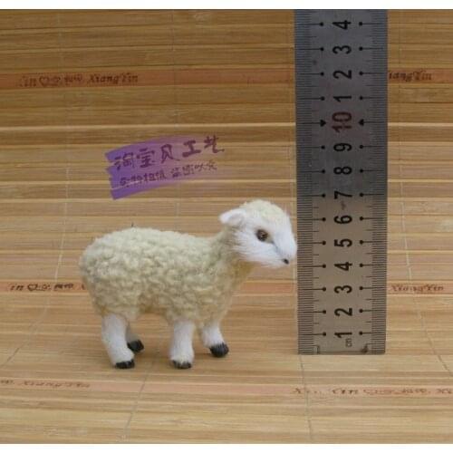Mini cute simulation sheep model toy resin&fur sheep model gift about 8.5x7x3.5cm 1128
