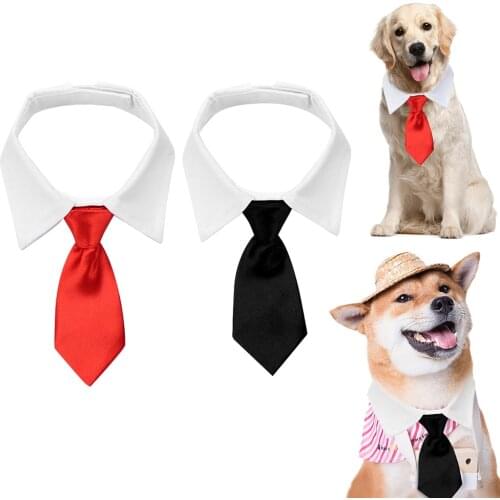 Fashion Pet Accessories Solid Color Cat Dog Collar Bow Tie Adjustable Cotton Puppy Kitten Neck Strap Formal Necktie
